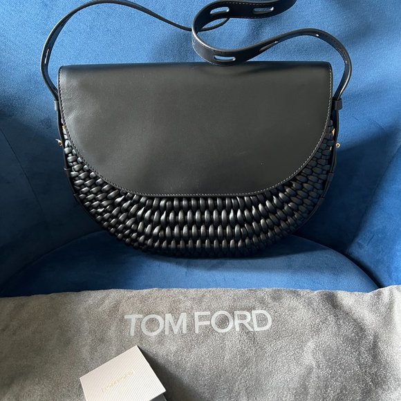 Tom Ford Woven Leather T Twist Small Crossbody - Picture 10 of 12